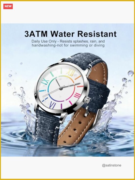 Colorful Roman Numerals Watch, Leather Strap, Japanese Quartz, 3ATM Water
